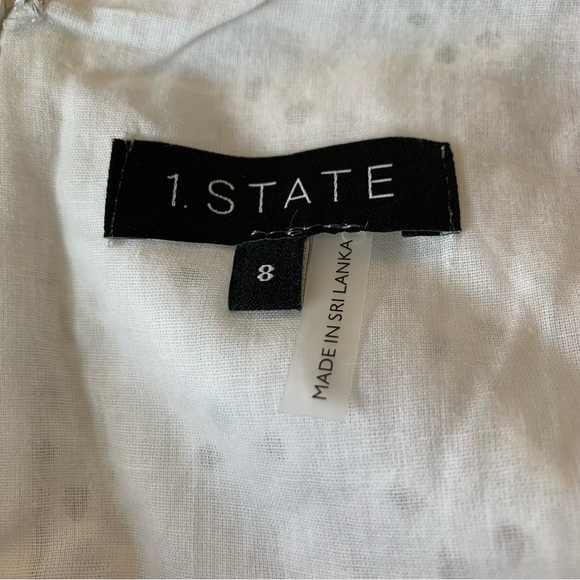 1. STATE Women's Size 8 Off White Eyelet Adjustable Spaghetti Straps Mini Dress - Picture 5 of 14